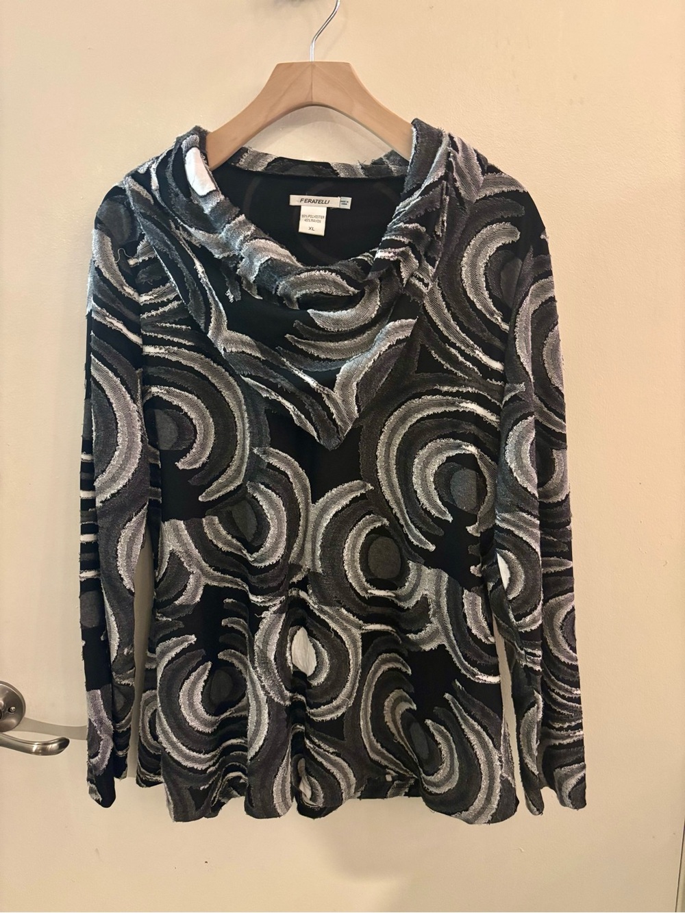 Vintage Swirl Cowl Neck Sweater